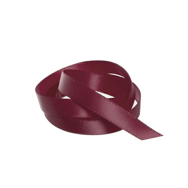 Satin Ribbons |  Ribbon Satin Deluxe Double Faced Burgundy (10mmx25m) Fabric & Paper Ribbons Dark Red