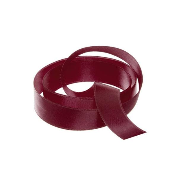 Satin Ribbons |  Ribbon Satin Deluxe Double Faced Burgundy (15mmx25m) Fabric & Paper Ribbons Dark Red