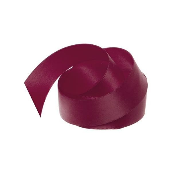 Satin Ribbons |  Ribbon Satin Deluxe Double Faced Burgundy (25mmx25m) Fabric & Paper Ribbons Dark Red