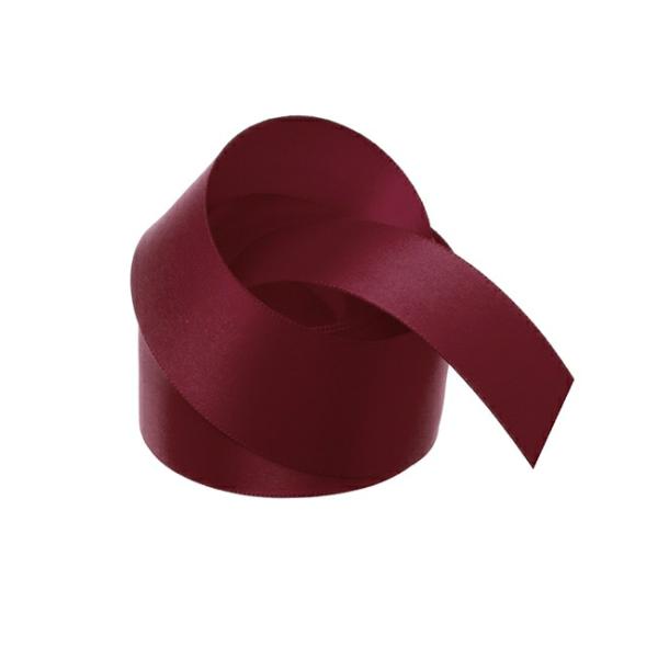 Satin Ribbons |  Ribbon Satin Deluxe Double Faced Burgundy (38mmx25m) Fabric & Paper Ribbons Dark Red