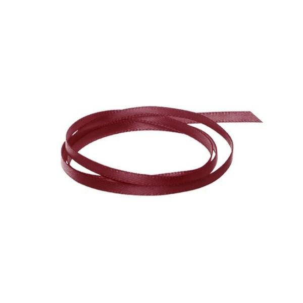 Satin Ribbons |  Ribbon Satin Deluxe Double Faced Burgundy (3mmx50m) Fabric & Paper Ribbons Dark Red