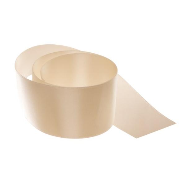 Satin Ribbons |  Ribbon Satin Deluxe Double Faced Champagne (50mmx25m) Fabric & Paper Ribbons Gold