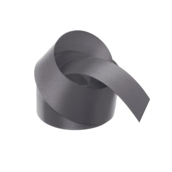 Satin Ribbons |  Ribbon Satin Deluxe Double Faced Charcoal (38mmx25m) Fabric & Paper Ribbons Dark Grey