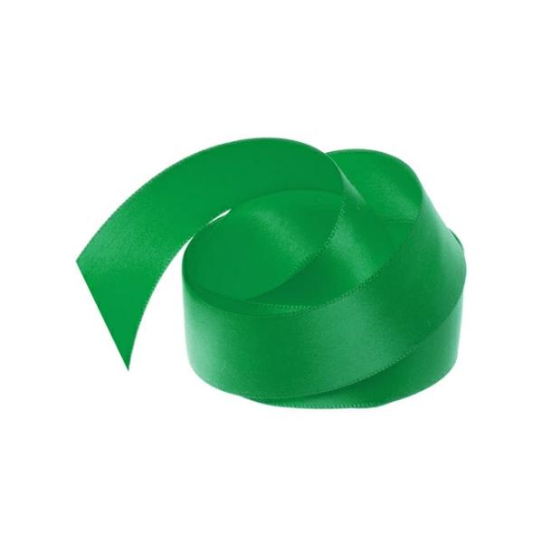 Satin Ribbons |  Ribbon Satin Deluxe Double Faced Emerald Green (25mmx25m) Fabric & Paper Ribbons Green