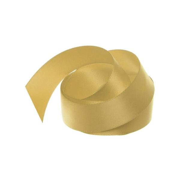 Satin Ribbons |  Ribbon Satin Deluxe Double Faced Gold (25mmx25m) Fabric & Paper Ribbons Gold