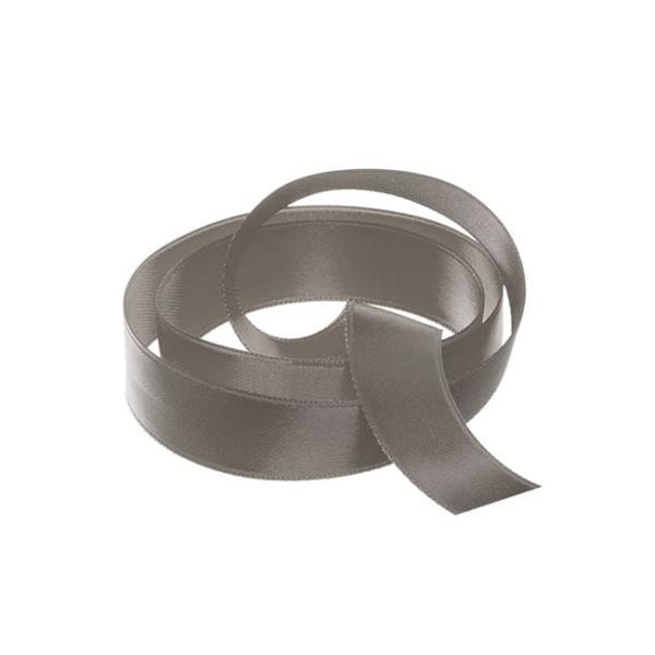 Satin Ribbons |  Ribbon Satin Deluxe Double Faced Grey (15mmx25m) Fabric & Paper Ribbons Grey