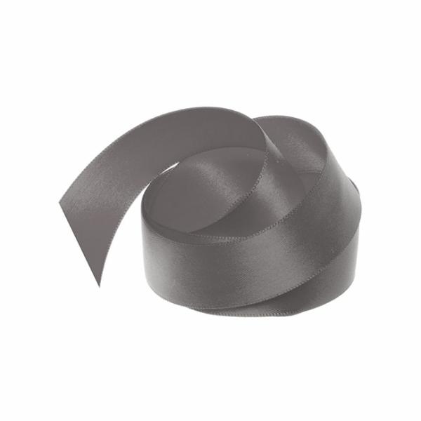 Satin Ribbons |  Ribbon Satin Deluxe Double Faced Grey (25mmx25m) Fabric & Paper Ribbons Grey