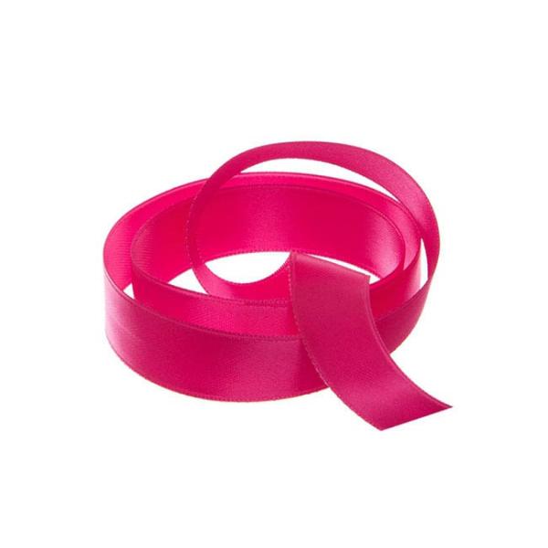 Satin Ribbons |  Ribbon Satin Deluxe Double Faced Hot Pink (15mmx25m) Fabric & Paper Ribbons Pink