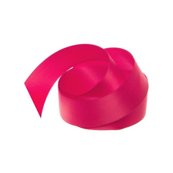 Satin Ribbons |  Ribbon Satin Deluxe Double Faced Hot Pink (25mmx25m) Fabric & Paper Ribbons Pink