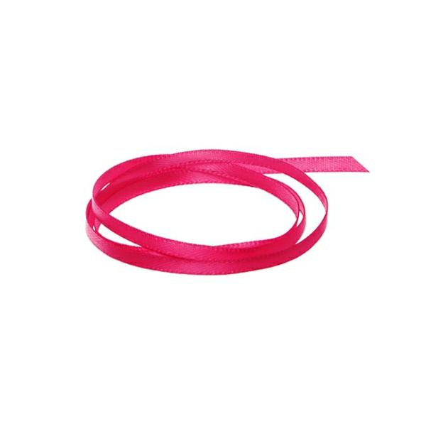 Satin Ribbons |  Ribbon Satin Deluxe Double Faced Hot Pink (3mmx50m) Fabric & Paper Ribbons Pink