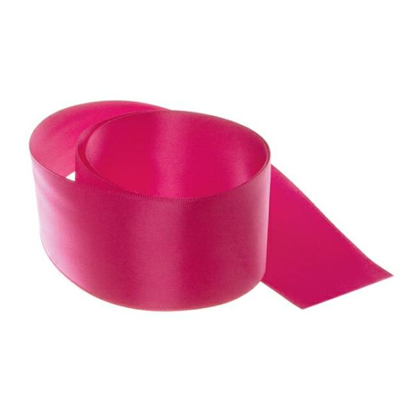 Satin Ribbons |  Ribbon Satin Deluxe Double Faced Hot Pink (50mmx25m) Fabric & Paper Ribbons Pink