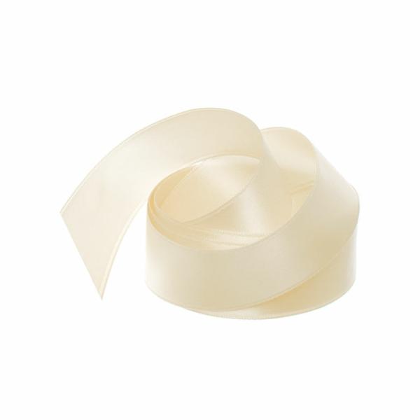 Satin Ribbons |  Ribbon Satin Deluxe Double Faced Ivory (25mmx25m) Fabric & Paper Ribbons Cream Ivory