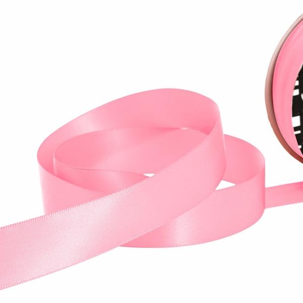 Satin Ribbons |  Ribbon Satin Deluxe Double Faced Mid Pink (25mmx25m) Fabric & Paper Ribbons Pink