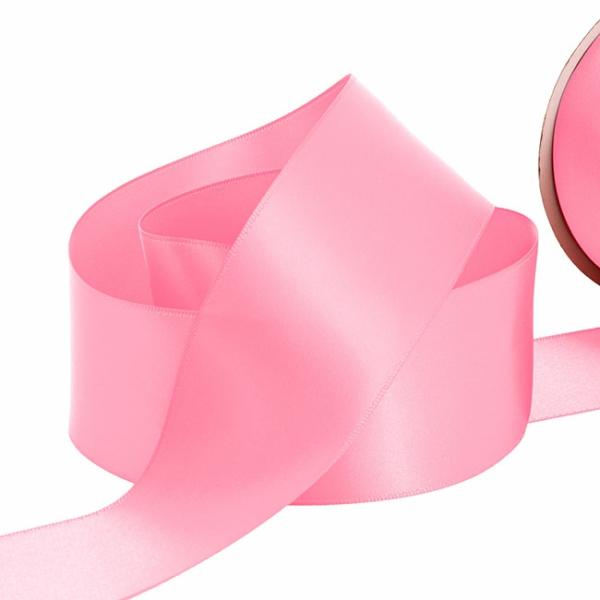 Satin Ribbons |  Ribbon Satin Deluxe Double Faced Mid Pink (50mmx25m) Fabric & Paper Ribbons Pink