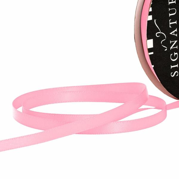 Satin Ribbons |  Ribbon Satin Deluxe Double Faced Mid Pink (6mmx25m) Fabric & Paper Ribbons Pink