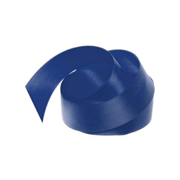 Satin Ribbons |  Ribbon Satin Deluxe Double Faced Navy (25mmx25m) Fabric & Paper Ribbons Blue