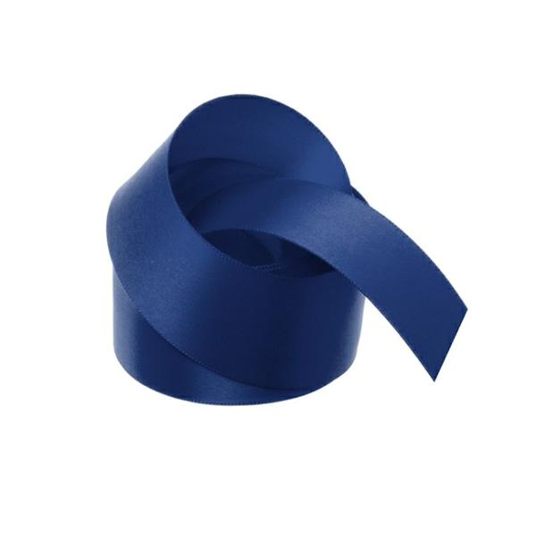 Satin Ribbons |  Ribbon Satin Deluxe Double Faced Navy (38mmx25m) Fabric & Paper Ribbons Blue