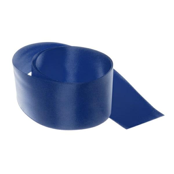 Satin Ribbons |  Ribbon Satin Deluxe Double Faced Navy (50mmx25m) Fabric & Paper Ribbons Blue