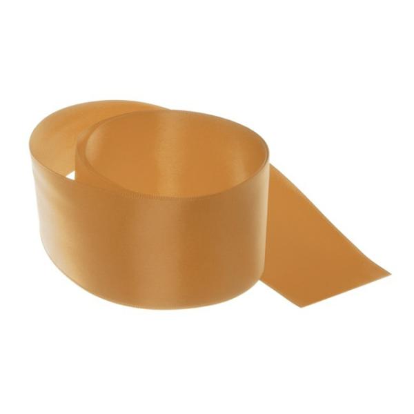 Satin Ribbons |  Ribbon Satin Deluxe Double Faced New Gold (50mmx25m) Fabric & Paper Ribbons Gold