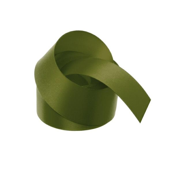 Satin Ribbons |  Ribbon Satin Deluxe Double Faced Olive (38mmx25m) Fabric & Paper Ribbons Green