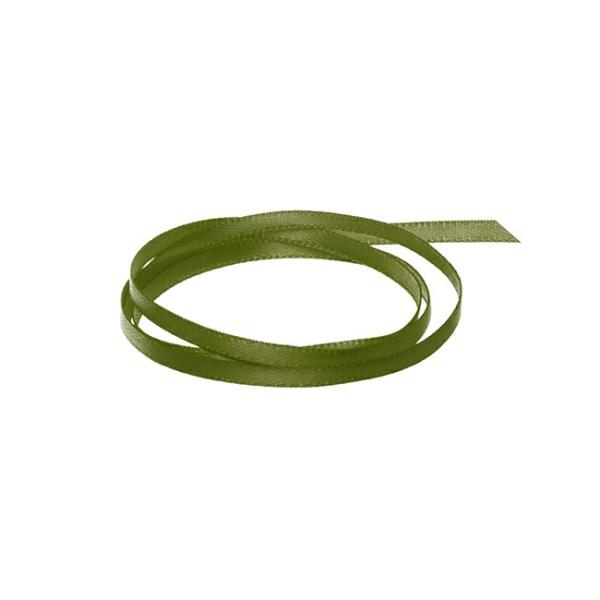 Satin Ribbons |  Ribbon Satin Deluxe Double Faced Olive (3mmx50m) Fabric & Paper Ribbons Green