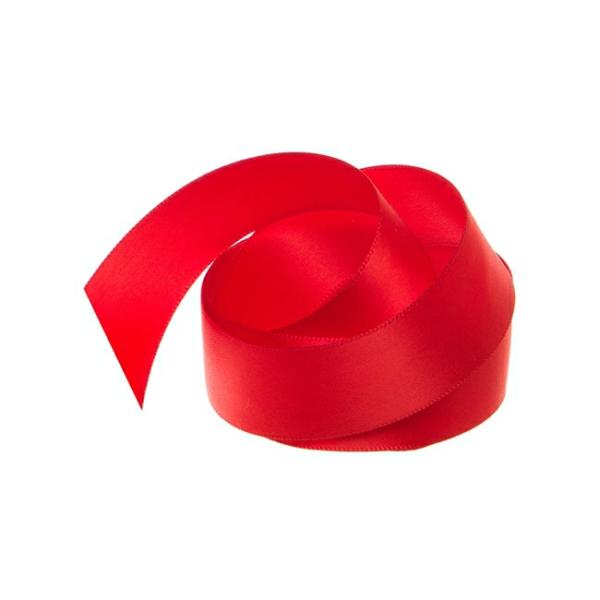 Satin Ribbons |  Ribbon Satin Deluxe Double Faced Red (25mmx25m) Fabric & Paper Ribbons Red