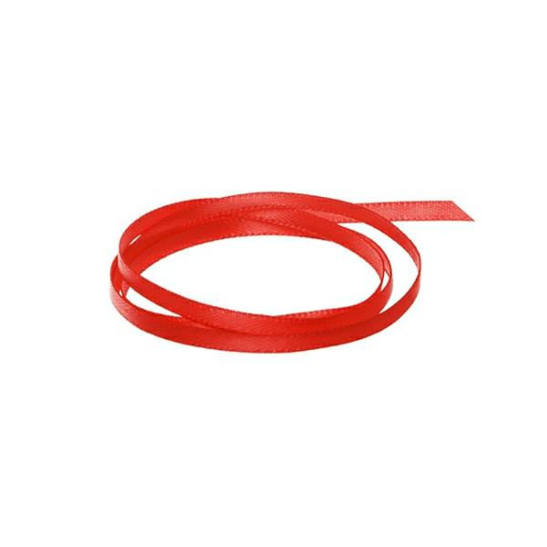 Satin Ribbons |  Ribbon Satin Deluxe Double Faced Red (3mmx50m) Fabric & Paper Ribbons Red