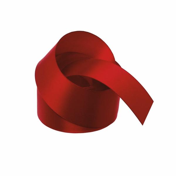 Satin Ribbons |  Ribbon Satin Deluxe Double Faced Rouge Red (38mmx25m) Fabric & Paper Ribbons Red