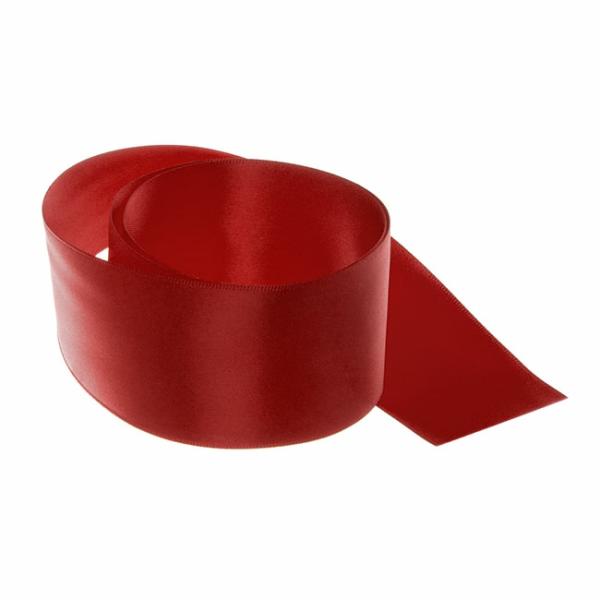 Satin Ribbons |  Ribbon Satin Deluxe Double Faced Rouge Red (50mmx25m) Fabric & Paper Ribbons Red