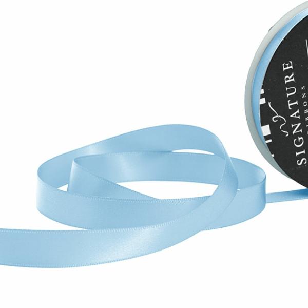 Satin Ribbons |  Ribbon Satin Deluxe Double Faced Sky Blue (15mmx25m) Fabric & Paper Ribbons Satin Ribbons