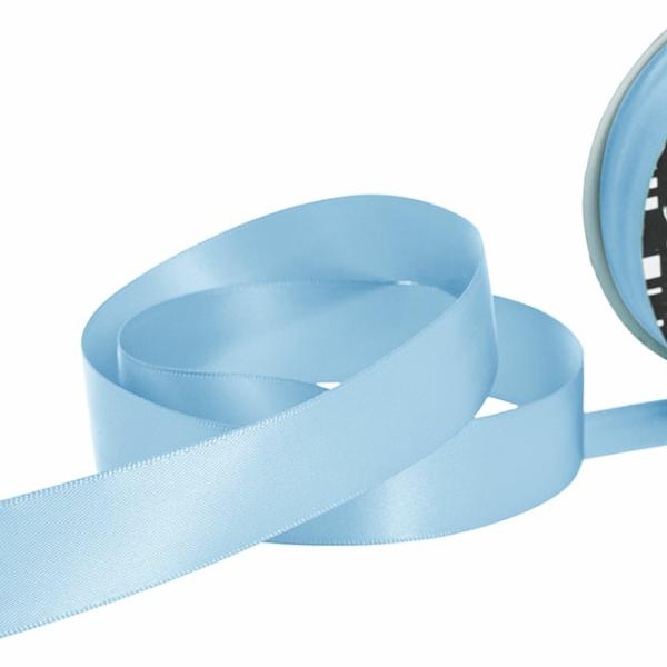 Satin Ribbons |  Ribbon Satin Deluxe Double Faced Sky Blue (25mmx25m) Fabric & Paper Ribbons Satin Ribbons