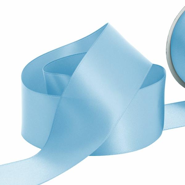 Satin Ribbons |  Ribbon Satin Deluxe Double Faced Sky Blue (50mmx25m) Fabric & Paper Ribbons Satin Ribbons