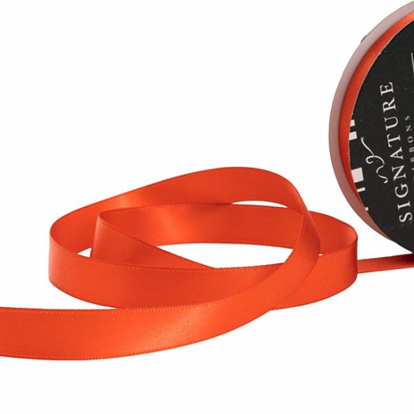 Satin Ribbons |  Ribbon Satin Deluxe Double Faced Terracotta (15mmx25m) Fabric & Paper Ribbons Orange