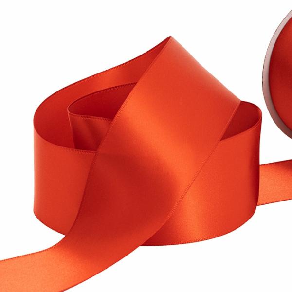 Satin Ribbons |  Ribbon Satin Deluxe Double Faced Terracotta (50mmx25m) Fabric & Paper Ribbons Orange