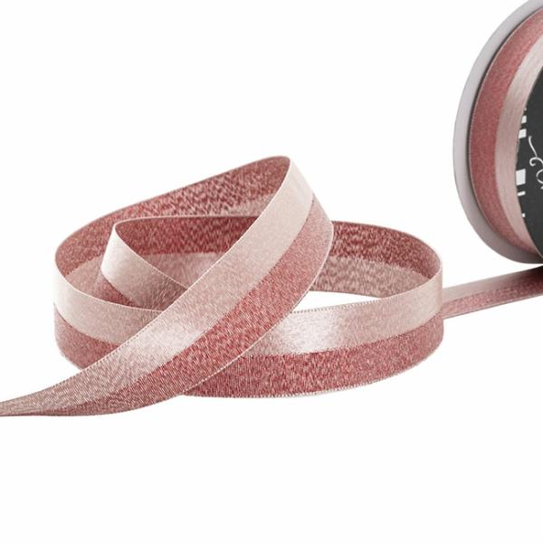 Satin Ribbons |  Ribbon Satin & Metallic Glitter Duo Red (25mmx20m) Fabric & Paper Ribbons Red