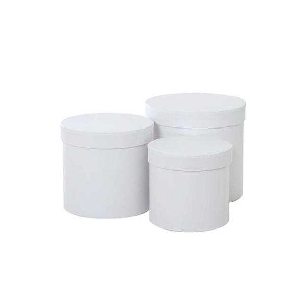 Stackable Gift Boxes |  Gift Box Round White (17cmDx16cmH) Set 3 Gift Boxes Stackable Gift Boxes