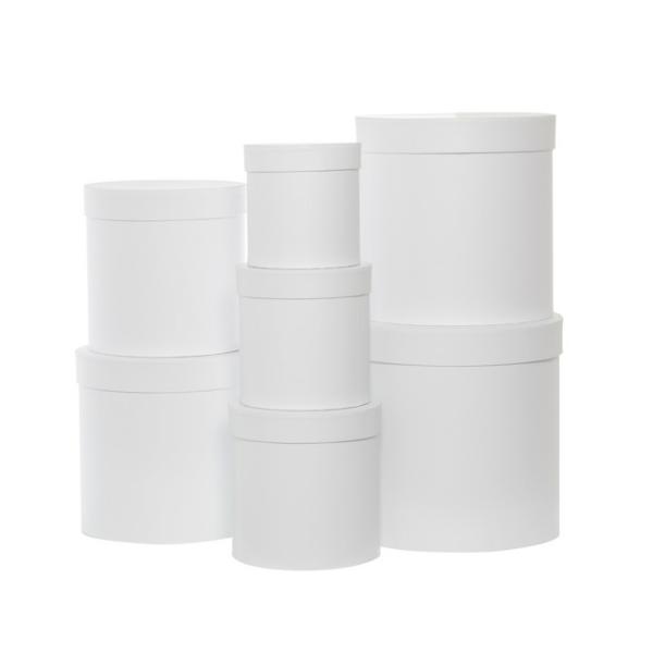 Stackable Gift Boxes |  Gift Flower Box Round White (25x25cmH) Set 7 Gift Boxes Stackable Gift Boxes