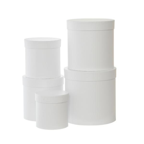 Stackable Gift Boxes |  Gift Flower Box Round White Set 5 (21x21cmH) Gift Boxes Stackable Gift Boxes