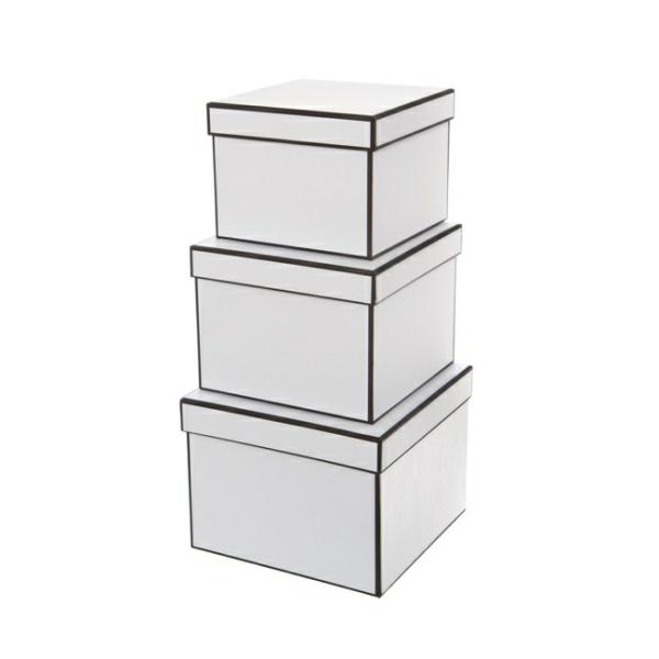 Stackable Gift Boxes |  Gift Flower Box Square Silhouette White (20x15cmH) Set 3 Gift Boxes Stackable Gift Boxes