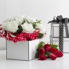 Stackable Gift Boxes |  Gift Flower Box Square Silhouette White (20x15cmH) Set 3 Gift Boxes Stackable Gift Boxes