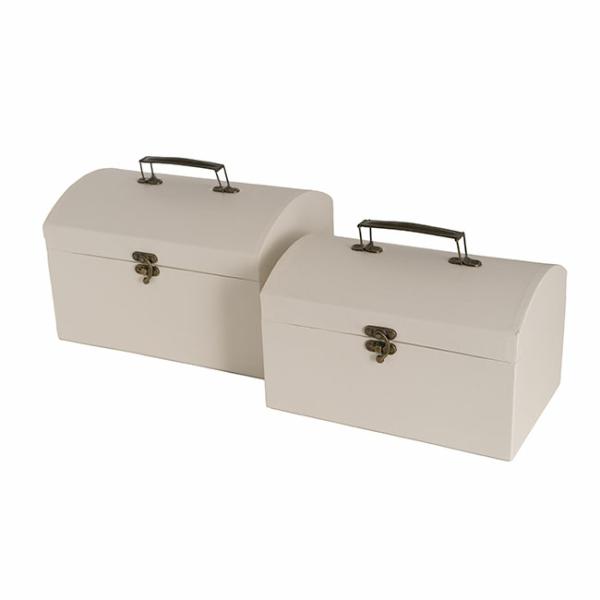 Suitcase Gift Boxes |  Gift Hamper Chest Antique Cream Set 2 (26x18x16.5cmH) Gift Boxes Cream Ivory