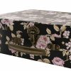 Suitcase Gift Boxes |  Suitcase Gift Hamper Box Black Floral Set 2 (30x20x9cmH) Gift Boxes Black