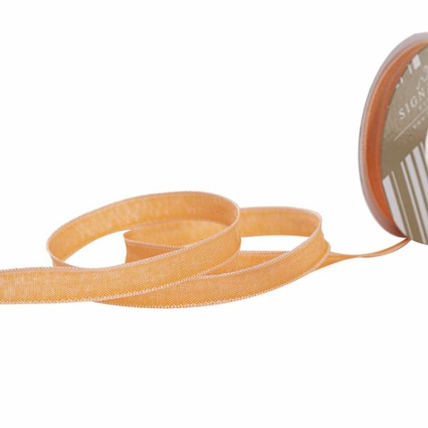 Taffeta Ribbon |  Ribbon Taffeta Woven Edge Peach Apricot (15mmx20m) Fabric & Paper Ribbons Soft Orange