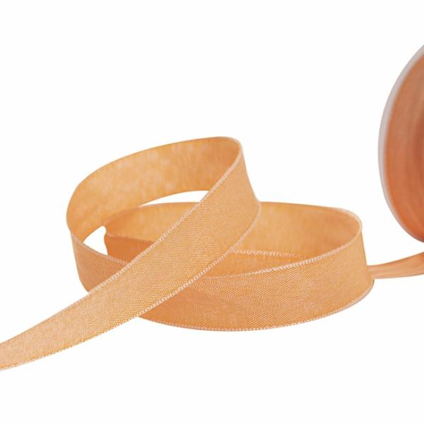 Taffeta Ribbon |  Ribbon Taffeta Woven Edge Peach Apricot (25mmx20m) Fabric & Paper Ribbons Soft Orange