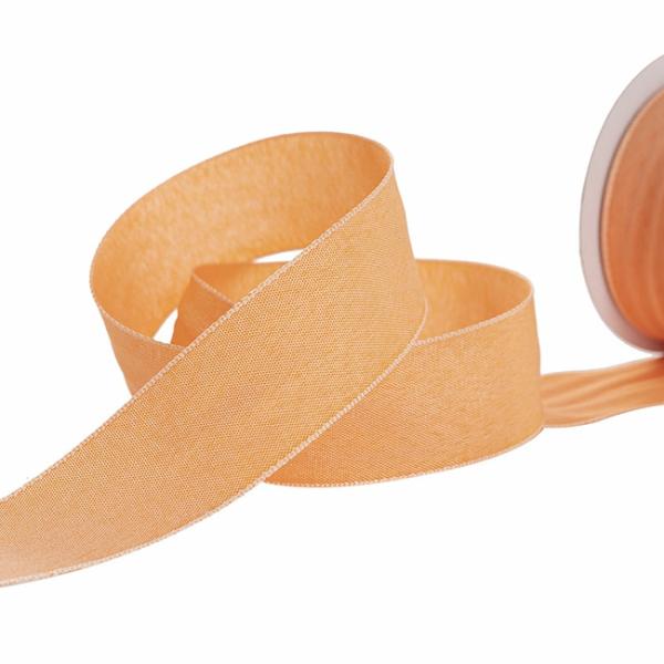 Taffeta Ribbon |  Ribbon Taffeta Woven Edge Peach Apricot (38mmx20m) Fabric & Paper Ribbons Soft Orange