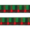 Tartan Ribbon |  Grosgrain Ribbon Tartan Plaid Print Green (25mmx20m) Fabric & Paper Ribbons Assorted Colours