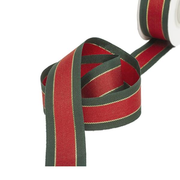 Tartan Ribbon |  Ribbon Grosgrain Traditional Red Green Gold (25mmx20m) Fabric & Paper Ribbons Assorted Colours