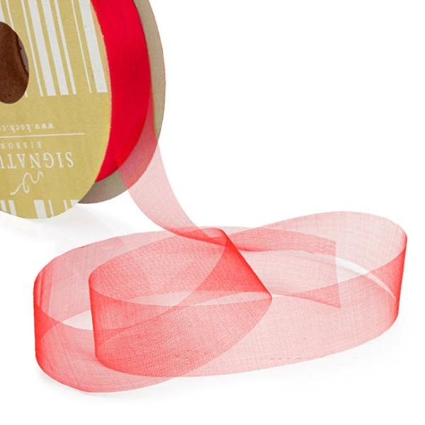 Valentine’s Day Ribbons |  Bulk Organza Ribbon Cut Edge Red (25mmx100m) Fabric & Paper Ribbons Organza Ribbons