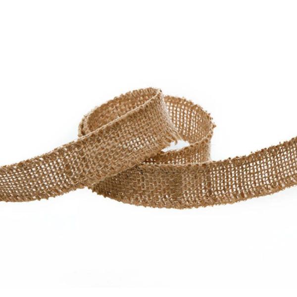 Valentine’s Day Ribbons |  Natural Jute Ribbon Sewn Edge Natural (25mmx10m) Fabric & Paper Ribbons Brown