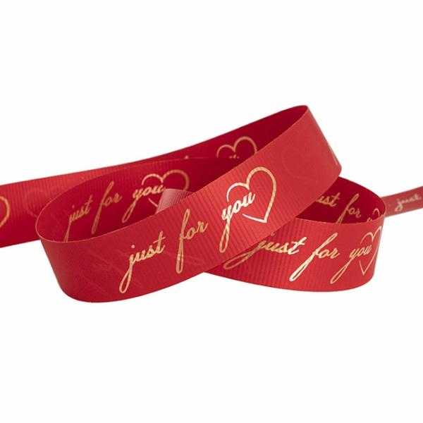 Valentine’s Day Ribbons |  Premium Tear Ribbon Just For You Gold Red (30mmx50m) Fabric & Paper Ribbons Poly Tear Ribbon